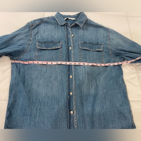 Zara Casual Blue Denim Shirt For Fall - Picture 8 of 9